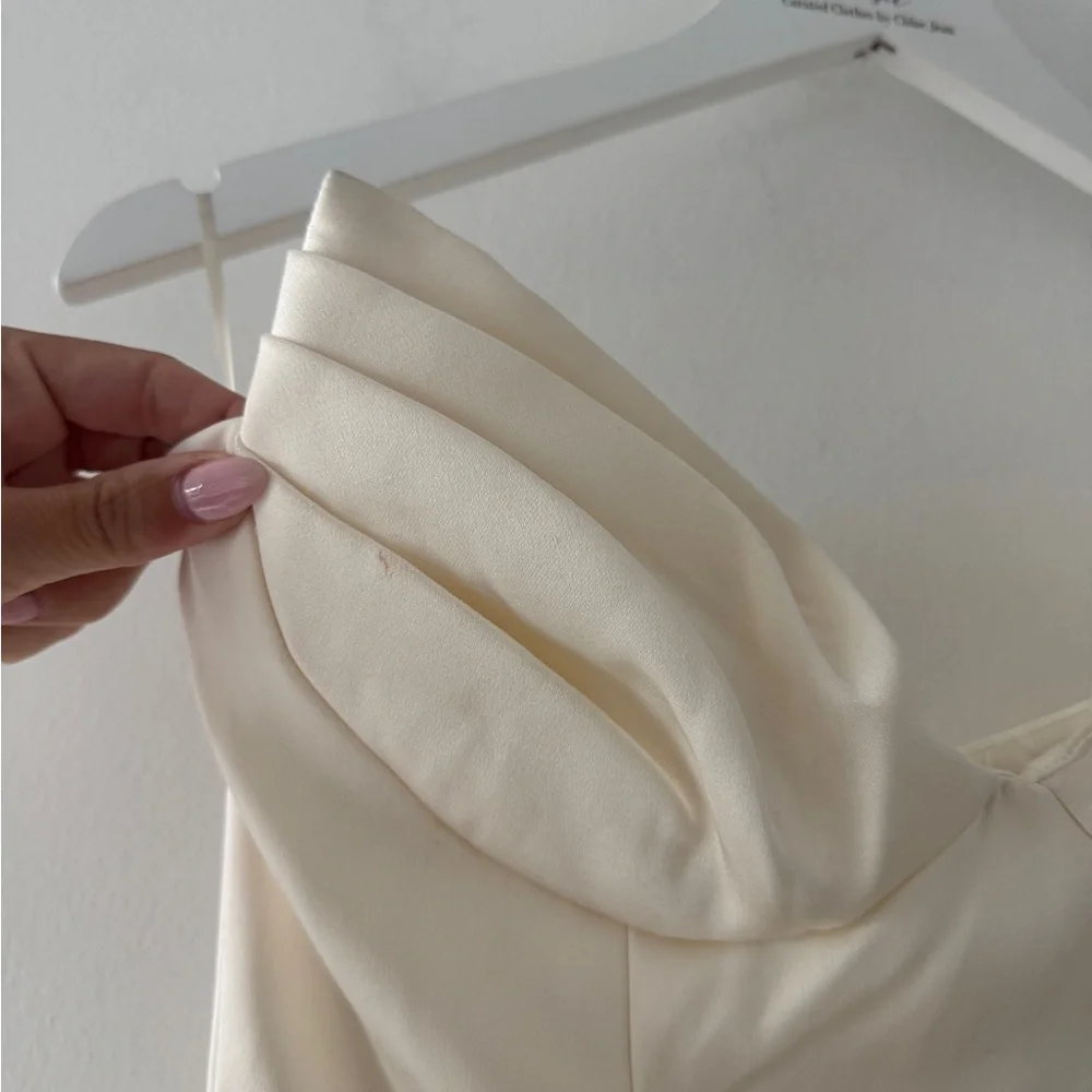 BARDOT Avella Strapless Bubble Hem Mini Dress in Ivory